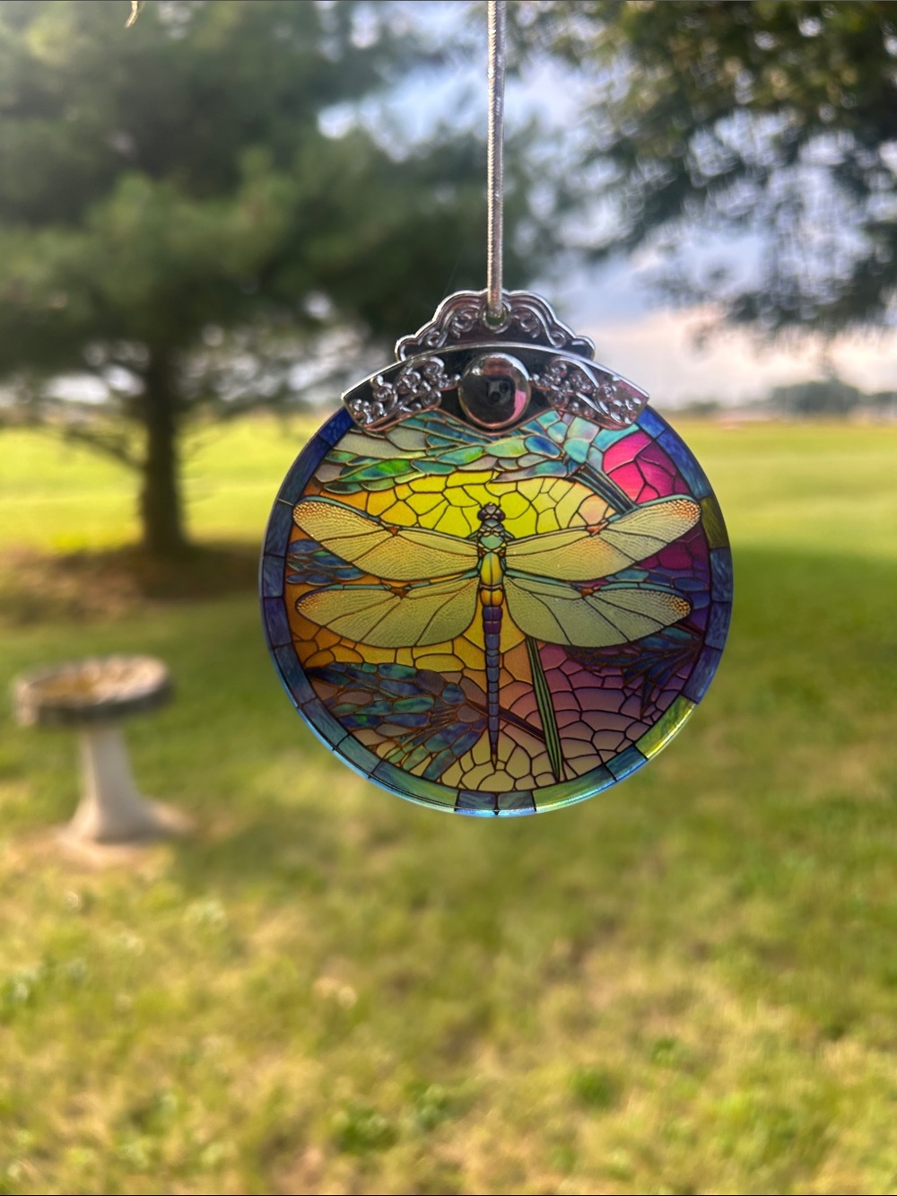Dragonfly Stained Glass Suncatcher - Multicolor